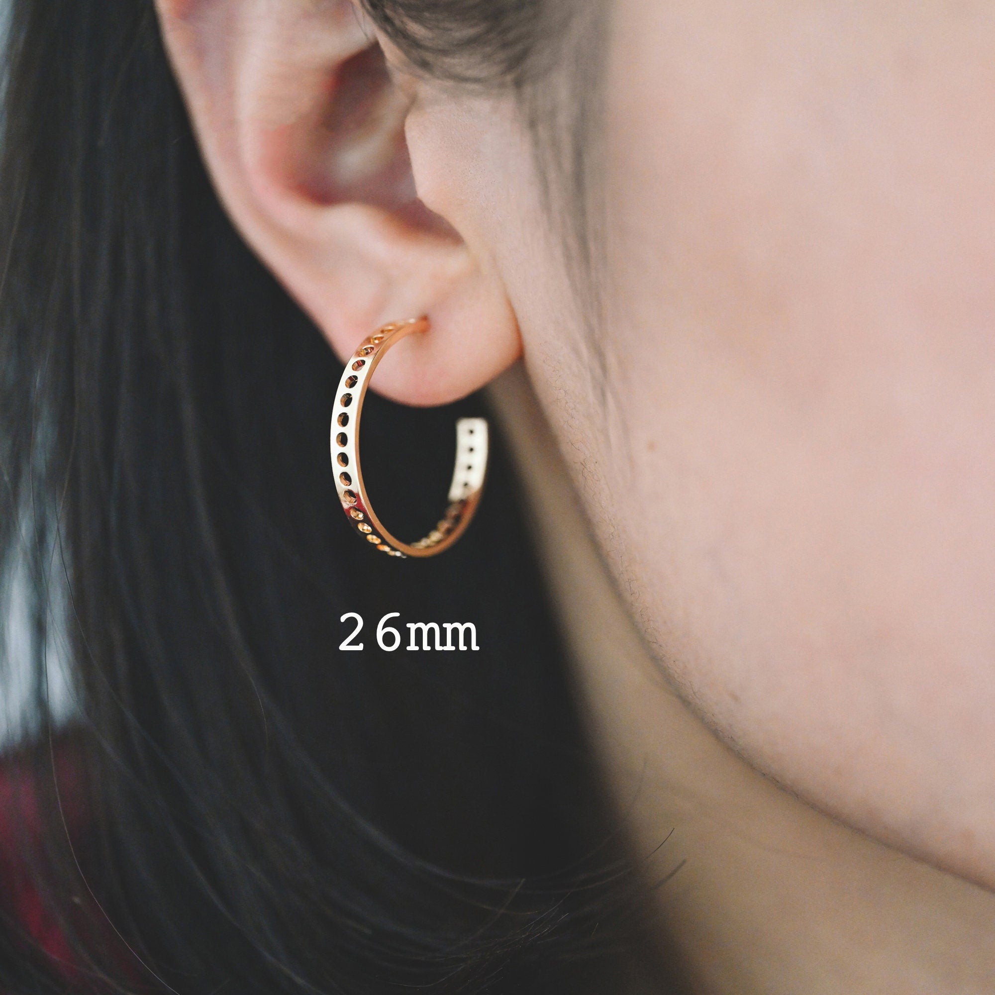 10pcs Gold plated Brass Earring Posts 16/26mm, Geometric Circle Stud Earring with Multi Holes (GB-524)